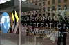 FILE - The logo at the entrance of the Organisation for Economic Co-operation and Development (OECD) headquarters in Paris, France, Wednesday, June 7, 2017. (AP Photo/Francois Mori, file) FILE PHOTO/2026-06-03 21:30:21/