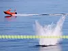 A loitering munition crashes into the sea after being launched during a Navy combat experiment on Aug. 25.