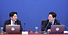 President Lee Jae Myung, right, speaks during a meeting with senior secretaries at the Blue House in central Seoul on Sept. 21. Presidential chief of staff Kang Hoon-sik is also seen in the photo.