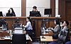 Former first lady Kim Keon Hee, second from right, is seen during her appeals trial at the Seoul High Court in southern Seoul on Sept. 22.