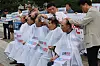 금강산관광 중단 청산 및 보상 촉구 삭발식 (서울=연합뉴스) 임화영 기자 = 남북경협단체연합회 회원들이 10일 청와대 앞에서 '금강산 관광 중단 18년·5·24 조치 16년 청산 및 보상을 촉구하는 삭발식을 하고 있다. 2026.7.10 hwayoung7@yna.co.kr/2026-07-10 13:01:48/