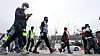 Construction workers head toward the construction site of a Samsung Electronics chip factory in Pyeongtaek, Gyeonggi, on June 1, 2023.