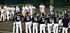 Korean baseball players celebrate their win against Hong Kong players during a match at Asian Games Aichi-Nagoya 2026 in Japan on Sept. 22.