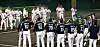 Korean baseball players celebrate their win against Hong Kong players during a match at Asian Games Aichi-Nagoya 2026 in Japan on Sept. 22.