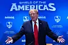 U.S. President Donald Trump arrives for a meeting of the multinational political and security coalition 'Shield of the Americas' on the sidelines the United Nations General Assembly, on Sept. 22, at the UN headquarters in New York.