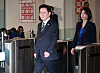 President Lee Jae Myung and first lady Kim Hea Kyung enters a chamber for the United Nations General Assembly in New York on Sept. 22.