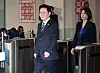 President Lee Jae Myung and first lady Kim Hea Kyung enters a chamber for the United Nations General Assembly in New York on Sept. 22.