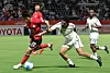 Bae Hyun-seo, left, competes for a ball during a match against Saudi Arabia at the Asian Games Aichi-Nagoya 2026 in Nagoya on Sept. 22.