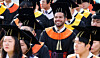 A student smiles while attending Sungkyunkwan University's graduation ceremony on Feb. 25, 2025.