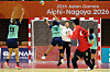 Korean handball players compete against Kazakhstan at the Asian Games Aichi-Nagoya 2026 on Sept. 20.