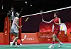 Korean shuttler An Se-young, left, competes against her rival Chen Yu Fei of China at the Asian Games Aichi-Nagoya 2026 on Sept. 28.