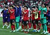 (서울=뉴스1) 김성진 기자 = 28일 서울 마포구 서울월드컵경기장에서 열린 축구 국가대표팀 평가전 대한민국과 우루과이의 경기에서 1-4로 패배한 대한민국 손흥민을 비롯한 선수들이 관중석을 향해 인사하고 있다. 2026.9.28/뉴스1
