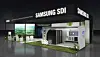 Samsung SDI's display of its smart grid to support energy storage systems at an exposition held in 2024