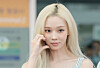 Winter of girl group aespa poses at Incheon International Airport