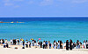 A beach on Jeju Island is crowded with visitors and tourists on Sept. 12.