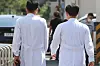 Doctors are seen at Kyungpook National University Hospital in Daegu on Sept. 4, 2020.