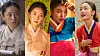 Composite image of four women wearing colorful traditional-inspired outfits and posing in separate panels.