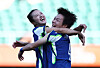 Soccer Football - Asian Games - Aichi-Nagoya 2026 - Women's Bronze Medal Match - China v South Korea - Shizuoka Stadium Ecopa, Fukuroi, Japan - October 2, 2026 South Korea's Jinyoung Noh celebrates scoring their first goal with teammates REUTERS/Chalinee Thirasupa