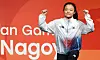 Seo Chae-hyun, a 23-year-old Korean climber, reacts after winning a gold medal in sports climbing disciplines at the Asian Games Aichi-Nagoya 2026 on Oct. 3.