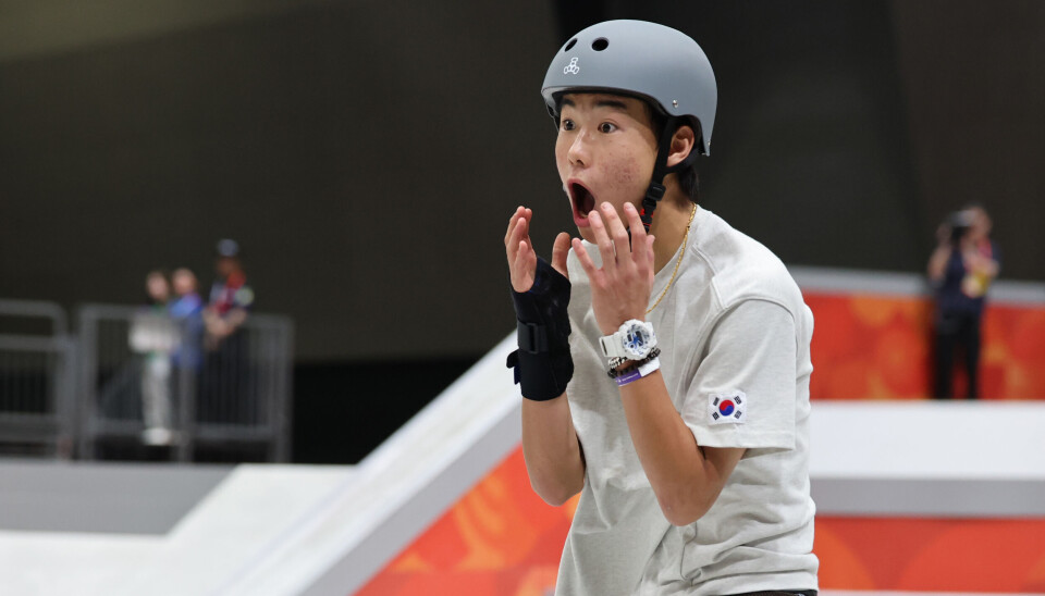 Eighteen-year-old skateboarding gold medalist Kang Jun-i reacts after his performance during the Asian Games Aichi-Nagoya 2026 held in Japan on Sept. 27.