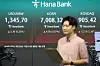 A screen in Hana Bank's trading room in central Seoul shows the Kospi opening on Oct. 6.