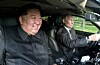 North Korean leader Kim Jong-un is seen in a vehicle with Russian President Vladimir Putin in a photo carried by Rodong Sinmun in June 2024.