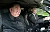North Korean leader Kim Jong-un is seen in a vehicle with Russian President Vladimir Putin in a photo carried by Rodong Sinmun in June 2024.