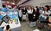 AI-powered education content is shown to Mongolian teachers at an exhibition held in southern Seoul on Sept. 17.