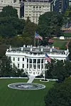 The White House and the helipad are seen from the Washington Monument, Thursday, Oct. 8, 2026, in Washington. (AP Photo/Matt Rourke)/2026-10-09 05:37:49/