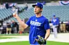 Oct 11, 2026; Milwaukee, Wisconsin, USA; Los Angeles Dodgers shortstop Hyeseong Kim (6) warms up before game one of the NLCS for the 2026 MLB Playoffs against the Milwaukee Brewers at American Family Field. Mandatory Credit: Benny Sieu-Imagn Images/2026-10-12 07:46:33/