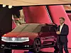 Alexandre Malval, vice president spearheading design at Renault, introduces the E-Space Concept during the Paris Motor Show 2026 at the Paris Expo Porte de Versailles exhibition center on Oct. 12.