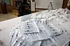 Syringes seized during a crackdown on hoarding are displayed during a briefing held in Yangcheon District, western Seoul on April 24.