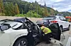 A five-vehicle pileup leaves two people dead and 11 injured near Jangsu Junction on the southbound Tongyeong-Daejeon Expressway in Jangsu County, North Jeolla, on Oct. 12.