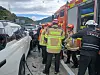 The scene of a five-vehicle pileup that left two people dead and 11 others injured near Jangsu Junction on the southbound Tongyeong-Daejeon Expressway in Jangsu County, North Jeolla, on Oct. 12.