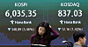 A screen in Hana Bank's trading room in central Seoul shows the Kospi closing at 6,035.35 points on Oct.13, down 348.89 points, or 5.46 percent, from the previous trading session.