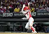 Kia Tigers slugger Kim Do-yeong plays against the LG Twins in Jeonnam-Gwangju on Oct. 12.