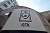 The Korea Football Association's logo is seen in central Seoul on June 29.