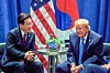 이재명 대통령과 트럼프 대통령 (뉴욕=연합뉴스) 한상균 기자 = 유엔 총회 참석차 미국을 방문 중인 이재명 대통령이 22일(현지시간) 뉴욕 한 호텔에서 도널드 트럼프 미국 대통령과 정상회담을 하고 있다. 2026.9.23 [공동취재 제공. 재판매 및 DB 금지] xyz@yna.co.kr/2026-09-23 11:20:16/