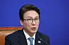 Democratic Party chief Kim Min-seok speaks during a Supreme Council meeting convened at the National Assembly in western Seoul on Oct. 14.