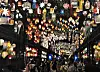 Jinju-exported silk lanterns are displayed at a Mid-Autumn Festival event in Hong Kong.