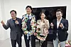 Paju Mayor Son Bae-chan, second from left, congratulates his victory in the June 3 local elections on June 4.
