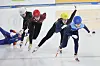 Short track speed skater Choi Min-jeong, front, races ahead of her competitors during a domestic qualifying event in western Seoul on April 12.
