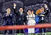 선수단 향해 손흔드는 이재명 대통령과 김혜경 여사 (제주=연합뉴스) 류영석 기자 = 이재명 대통령과 김혜경 여사가 16일 제주 서귀포시 제주월드컵경기장에서 열린 제107회 전국체육대회 개회식에서 입장하는 선수단을 향해 손을 흔들고 있다. 왼쪽부터 유승민 대한체육회장, 이재명 대통령, 김혜경 여사, 최휘영 문체부 장관. 2026.10.16 ondol@yna.co.kr/2026-10-16 19:23:02/