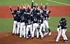 Korean baseball players celebrates their gold-medal winning victory at the Asian Games Aichi-Nagoya 2026 in Japan on Sept. 27.