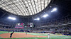 Gocheok Sky Dome in western Seoul is packed with spectators for a baseball match between the Hanwha Eagles and the Kiwoom Heroes on May 11, 2025.