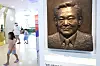 A metal bust of the late Samsung Chairman Lee Kun-hee is displayed in the first-floor lobby of Seoul National University Children's Hospital on July 26, 2024.