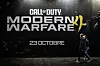 Visitor walking past a dark Call of Duty: Modern Warfare 4 poster marked 23 October.