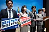 Medical professionals protest police's investigation targeting Ajou University Hospital at the National Assembly in western Seoul on Oct. 15.