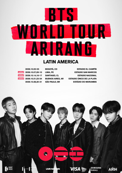 BTS adds three shows to South American leg of 'Arirang' world tour